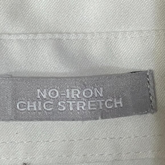 Chicos No Iron Sz 3 (XL) Women's White Blouse Shirt Long Sleeve Black Stitching - Picture 8 of 9
